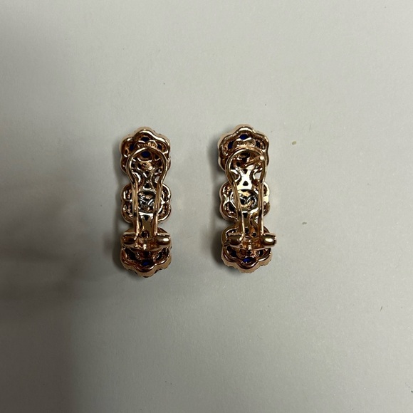 Suzy Levian Sample Rose Sterling Silver Blue White CZ Floral Earrings NWT - Picture 3 of 5